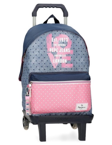 MOCHILA ADAP. 42CM. C/CARRO. PJL NONI DENIM