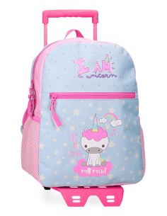 MOCHILA ADAP. 33CM. C/CARRO. ROLL ROAD I AM A UNICORN