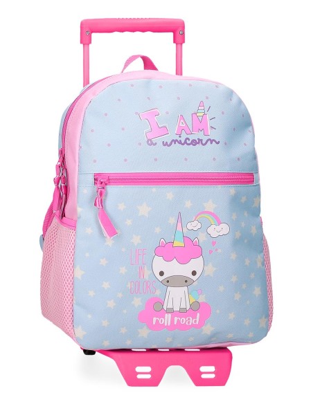MOCHILA ADAP. 33CM. C/CARRO. ROLL ROAD I AM A UNICORN