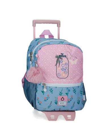 MOCHILA ADAP. 32CM. C/CARRO. ENSO WE LOVE FLOWERS