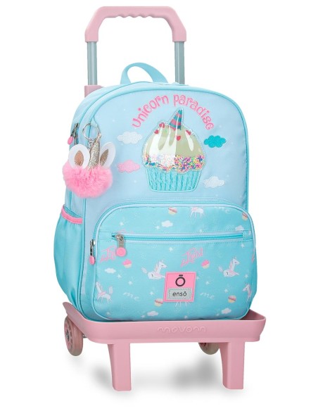 MOCHILA ADAP. 38CM. C/CARRO. ENSO UNICORN PARADISE