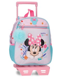 MOCHILA ADAP. 28CM. C/CARRO. MINNIE HAPPY TO BE ME