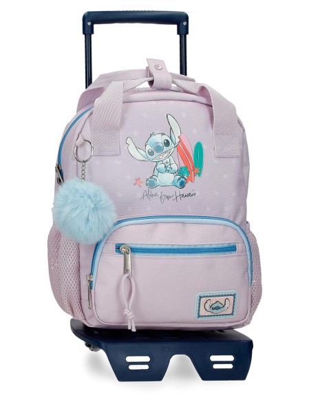 MOCHILA ADAP. 28CM. C/CARRO. STITCH FROM HAWAII