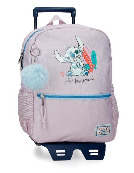 MOCHILA ADAP. 33CM. C/CARRO. STITCH FROM HAWAII