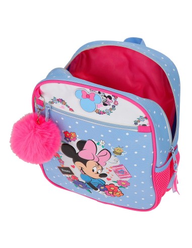 MOCHILA ADAP. 28CM. C/CARRO. MINNIE FLOWERS