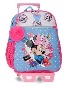 MOCHILA ADAP. 33CM. C/CARRO. MINNIE FLOWERS