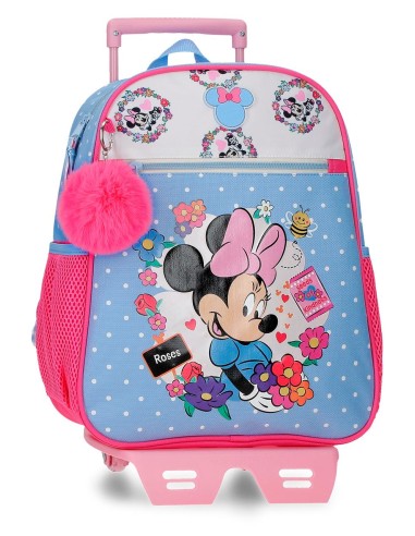 MOCHILA ADAP. 33CM. C/CARRO. MINNIE FLOWERS