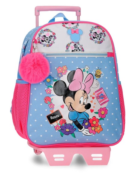 MOCHILA ADAP. 33CM. C/CARRO. MINNIE FLOWERS