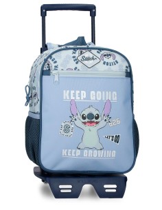 MOCHILA ADAP. 28CM. C/CARRO. STITCH KEEP GOING