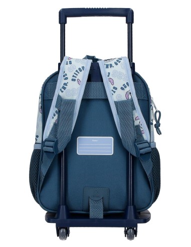 MOCHILA ADAP. 28CM. C/CARRO. STITCH KEEP GOING