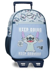 MOCHILA ADAP. 33CM. C/CARRO. STITCH KEEP GOING