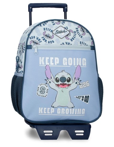 MOCHILA ADAP. 33CM. C/CARRO. STITCH KEEP GOING