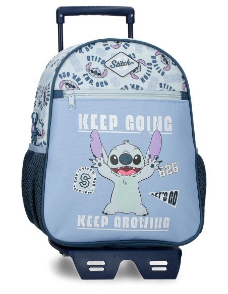 MOCHILA ADAP. 33CM. C/CARRO. STITCH KEEP GOING