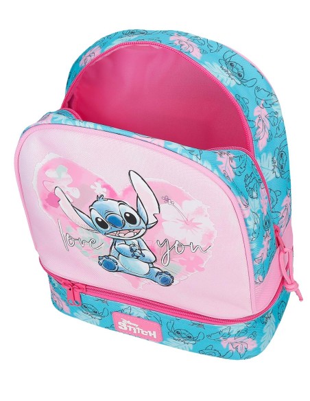 MOCHILA PORTAMERIENDA 28CM. STITCH HEART