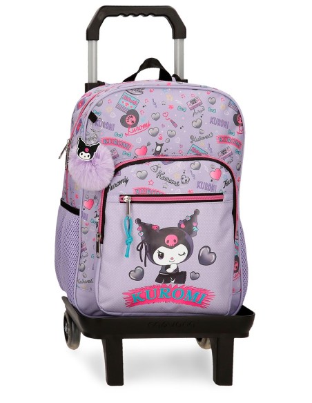 MOCHILA ADAP. 38CM. C/CARRO. KUROMI RETROPOP