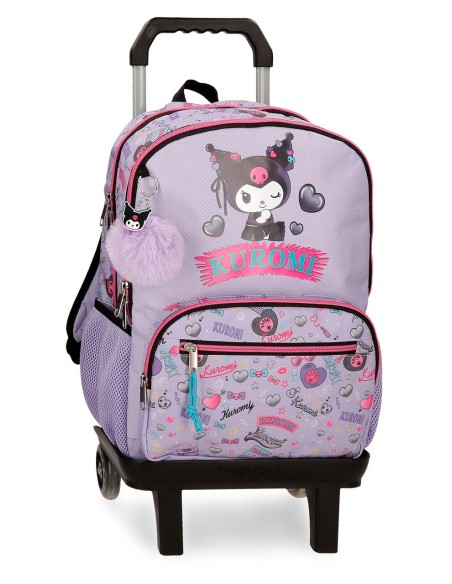 MOCHILA ADAP. 44CM 2C. C/CARRO. KUROMI RETROPOP