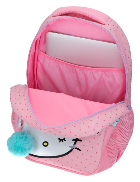 MOCHILA ADAP. 42CM 2C. C/CARRO. HELLO KITTY BOWS