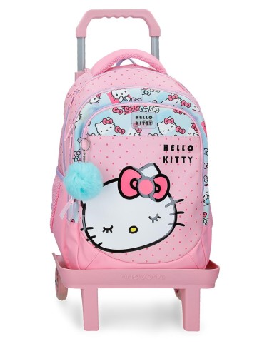 MOCHILA ADAP. 42CM 3C. C/CARRO. HELLO KITTY BOWS