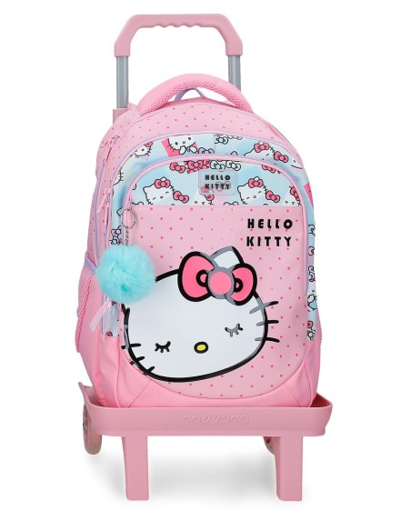 MOCHILA ADAP. 42CM 3C. C/CARRO. HELLO KITTY BOWS