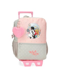 MOCHILA ADAP. 32CM. C/CARRO. MINNIE MOUSE WILD NATURE.
