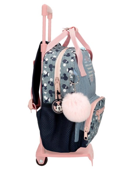 MOCHILA ADAP. 27CM. C/CARRO. MICKEY DENIM.