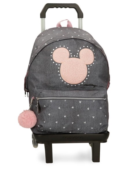 MOCHILA ADAP. 44CM. C/CARRO. MICKEY STUDS.
