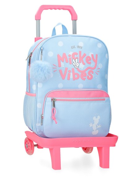 MOCHILA ADAP. 38CM. C/CARRO. MICKEY VIBES
