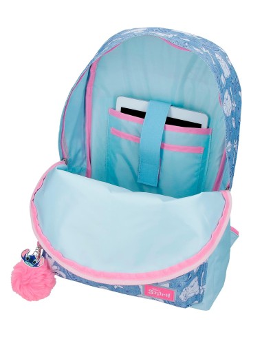 MOCHILA ADAP. 44CM. C/CARRO. STITCH HEARTS