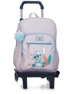 MOCHILA ADAP. 38CM. C/CARRO. STITCH FROM HAWAII