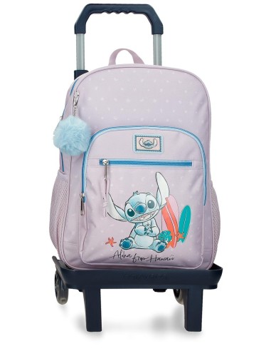 MOCHILA ADAP. 38CM. C/CARRO. STITCH FROM HAWAII