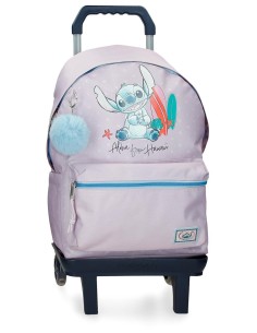MOCHILA ADAP. 44CM. C/CARRO. STITCH FROM HAWAII