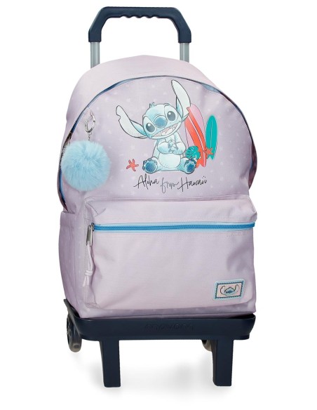 MOCHILA ADAP. 44CM. C/CARRO. STITCH FROM HAWAII