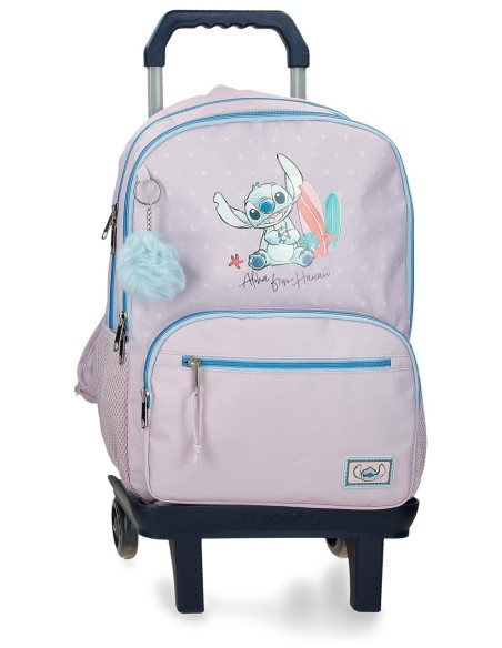 MOCHILA ADAP. 44CM 2C. C/CARRO. STITCH FROM HAWAII