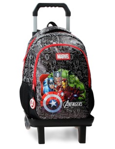 MOCHILA ADAP. 41CM 2C. C/CARRO. TEAM AVENGERS