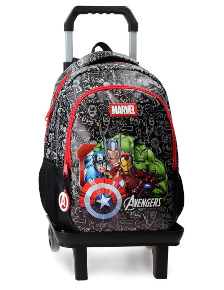 MOCHILA ADAP. 41CM 2C. C/CARRO. TEAM AVENGERS