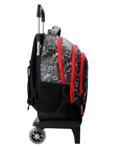 MOCHILA ADAP. 41CM 3C. C/CARRO. TEAM AVENGERS